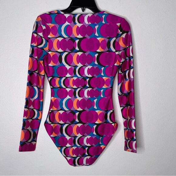 TRINA TURK SWIM  Long Sleeve Ring Front One Piece Paddle Suit Size Small - Picture 2 of 7